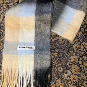 Acne Studios Checked Wool Scarf with Fringe